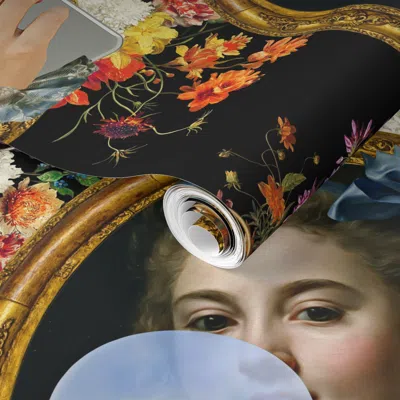 Spoonflower Pre-pasted Wallpaper Gotta Kiss Myself So Pretty Floral In Black 2' X 12' Removable