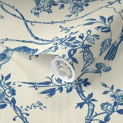 Spoonflower Pre-pasted Wallpaper Grandmacore Cottagecore  Vintage Mid Century Linen Textured 2' X 12' Removable