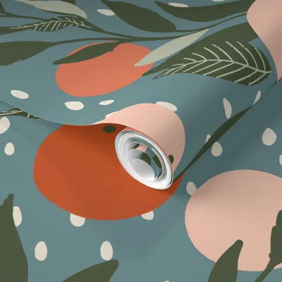 Spoonflower Pre-pasted Wallpaper Grapefruit Rain Jumbo 2' X 12' Removable In Multi