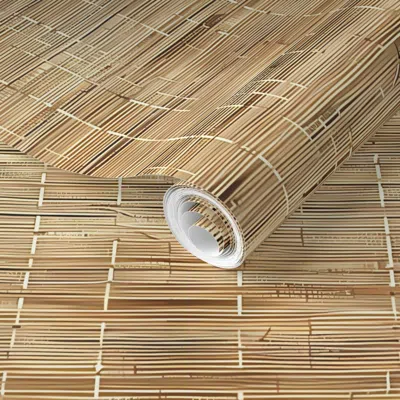 Spoonflower Pre-pasted Wallpaper Grasscloth Tan 2' X 12' Removable