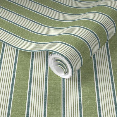 Spoonflower Pre-pasted Wallpaper Greenery Stripe 2' X 12' Removable