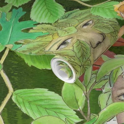 Spoonflower Pre-pasted Wallpaper Greenman On Green Xl  Removable
