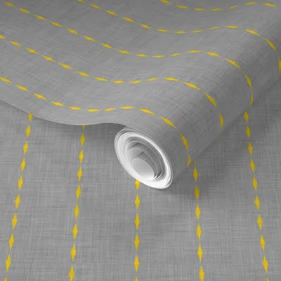 Spoonflower Pre-pasted Wallpaper Grey Diamond Linen 2' X 12' Removable