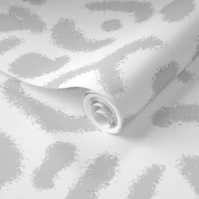 Spoonflower Pre-pasted Wallpaper Grey Leopard Skin Print Gray White Cheetah 2' X 12' Removable