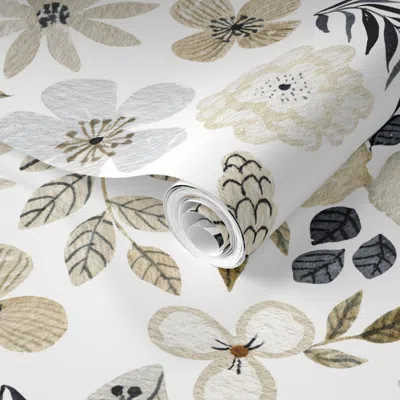 Spoonflower Pre-pasted Wallpaper Grey Pattern 1 2' X 12' Removable In Multi