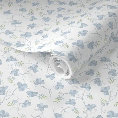Spoonflower Pre-pasted Wallpaper Hadley Reverse Soft Blue Greens Copy 2' X 12' Removable