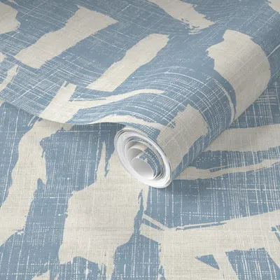Spoonflower Pre-pasted Wallpaper Hali Vintage Abstract Blue 2' X 12' Removable