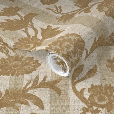 Spoonflower Pre-pasted Wallpaper Hali Vintage Golden 2' X 12' Removable
