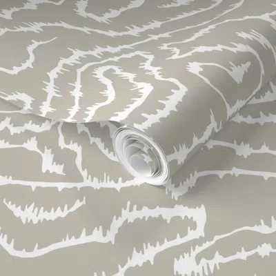 Spoonflower Pre-pasted Wallpaper Heatwave White On Tan 2' X 12' Removable