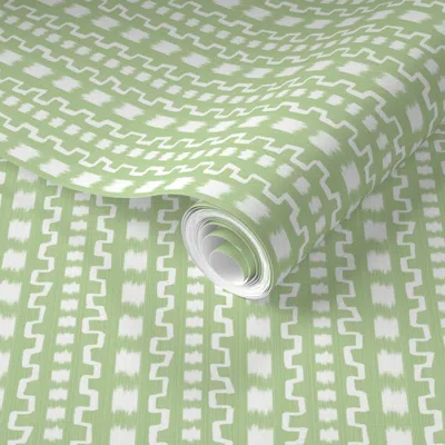 Spoonflower Pre-pasted Wallpaper Henry Stripe In B4d095 And White 2' X 12' Removable