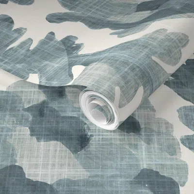 Spoonflower Pre-pasted Wallpaper Heritage Revival Victorian Peony Flower Arts And Crafts C Rain Cloud Grey 2' X 