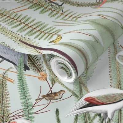 Spoonflower Pre-pasted Wallpaper Herons In Marsh For Pale Blue Medium Scale 2' X 12' Removable
