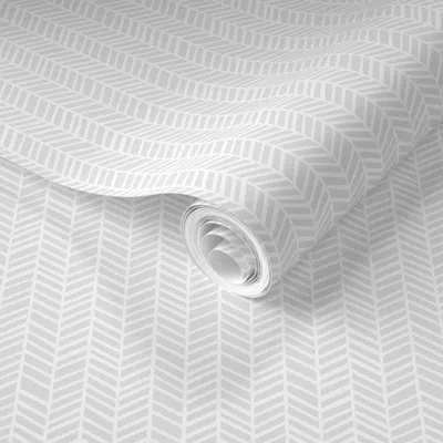 Spoonflower Pre-pasted Wallpaper Herringbone Light Grey By Friztin - Mini  Removable In Multi
