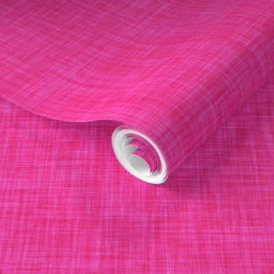 Spoonflower Pre-pasted Wallpaper Hot Pink Linen 2' X 12' Removable