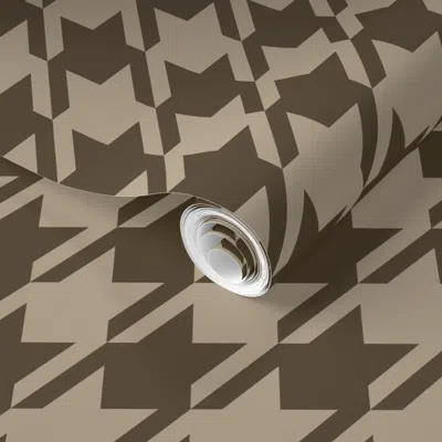 Spoonflower Pre-pasted Wallpaper Houndstooth Truffle Plaid-cottagecore-traditional-academia-fall-large 2' X 12' 