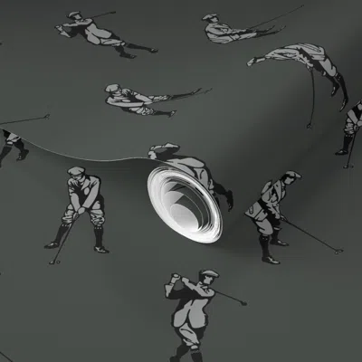 Spoonflower Pre-pasted Wallpaper (huge) Country Club Golf Players Sw 7062 Rock Bottom 2' X 12' Removable