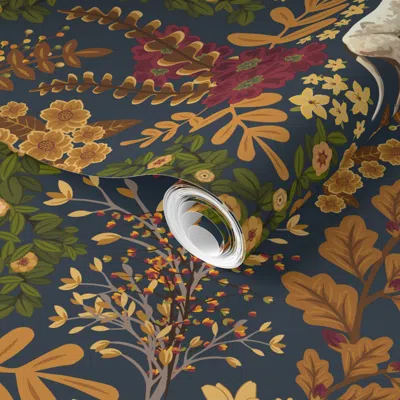 Spoonflower Pre-pasted Wallpaper Hunt Country Home - Fox Hunt In Flowers - Large Scale 2' X 12' Removable