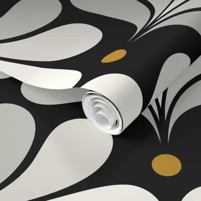 Spoonflower Pre-pasted Wallpaper In Bloom Art Deco Geometric Floral Classic Minimalist Flowers Neutral Mid 2' X 