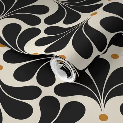 Spoonflower Pre-pasted Wallpaper In Bloom Art Deco Geometric Floral Classic Minimalist Flowers Neutral Mid 2' X 