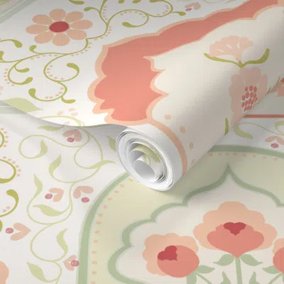 Spoonflower Pre-pasted Wallpaper Indian Wildflower Collage 2' X 12' Removable