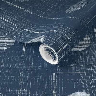 Spoonflower Pre-pasted Wallpaper Indie Denim Dotted  Removable