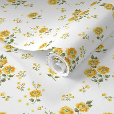Spoonflower Pre-pasted Wallpaper Ingrid Buttercup  Removable