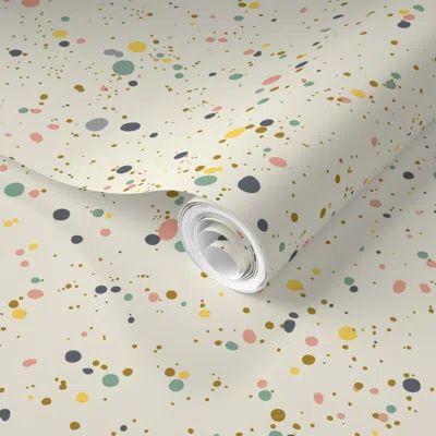 Spoonflower Pre-pasted Wallpaper Ink Splatter Polka Dot - Multicolour - 18in - Medium 2' X 12' Removable