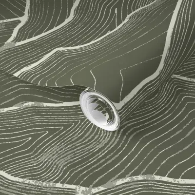 Spoonflower Pre-pasted Wallpaper Jade Romanesque Mountain Lines 2' X 12' Removable