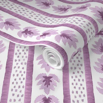 Spoonflower Pre-pasted Wallpaper James Stripe Lavender Lilacs 2' X 12' Removable