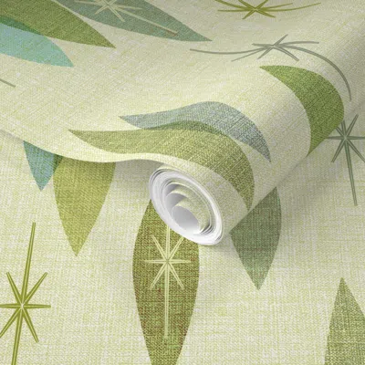 Spoonflower Pre-pasted Wallpaper Jane Jetson Aqua Teal Green 2' X 12' Removable