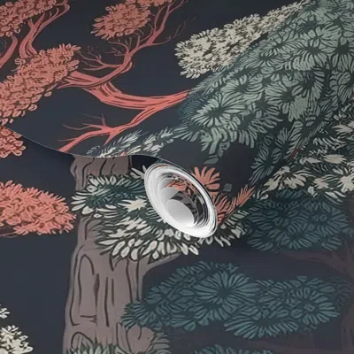 Spoonflower Pre-pasted Wallpaper Japanese Tranquility Garden Endless Forest 2' X 12' Removable
