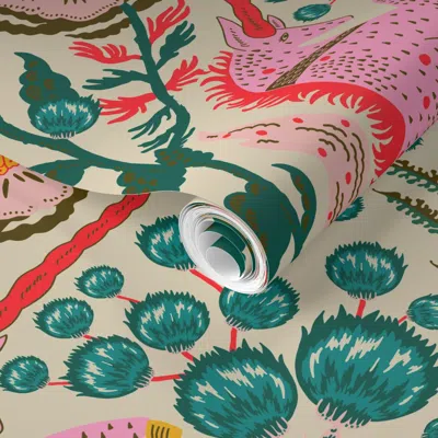 Spoonflower Pre-pasted Wallpaper Joonie Aurora Uni 2' X 12' Removable