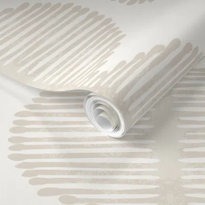 Spoonflower Pre-pasted Wallpaper Jumbo Boho Geometric Oval Cream White Tan  Removable