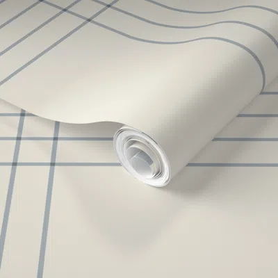 Spoonflower Pre-pasted Wallpaper Jumbo // Classic Plaid Stripe - French Gray Blue - Simple Minimalist 2' X 12' R