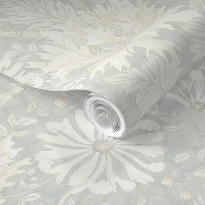 Spoonflower Pre-pasted Wallpaper Jumbo - Honeysuckle Inspired - William Morris - Light Sea Green 2' X 12' Remova