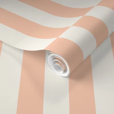 Spoonflower Pre-pasted Wallpaper (jumbo Large Scale) Vertical Thin Broken Stripes Muted Light Pink Pastel 2' X 1