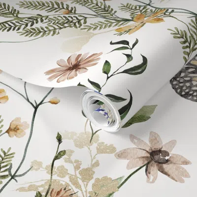 Spoonflower Pre-pasted Wallpaper Jumbo / Meadowscape 2' X 12' Removable