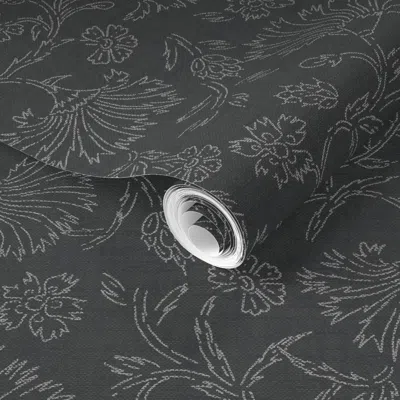 Spoonflower Pre-pasted Wallpaper Kalami Linen Dark Custom 2' X 12' Removable