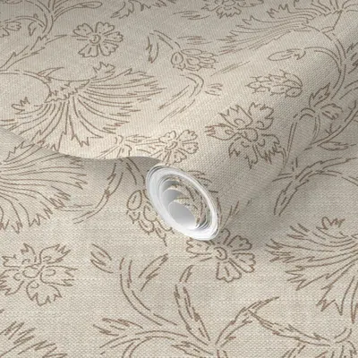 Spoonflower Pre-pasted Wallpaper Kalami Linen Simple 2' X 12' Removable In Neutral