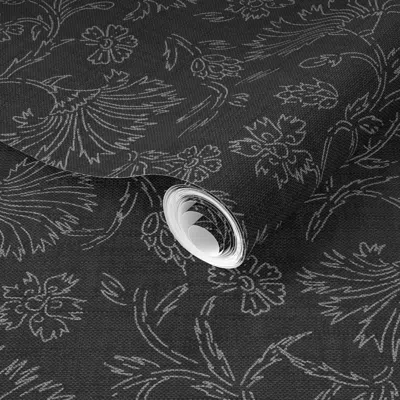 Spoonflower Pre-pasted Wallpaper Kalami Linen Simple Dark 2' X 12' Removable