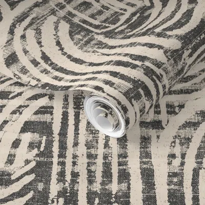 Spoonflower Pre-pasted Wallpaper Kiah Denim Charcoal 2' X 12' Removable