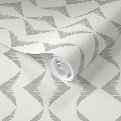Spoonflower Pre-pasted Wallpaper King's Diamond Stripe Broad In Sage 2' X 12' Removable