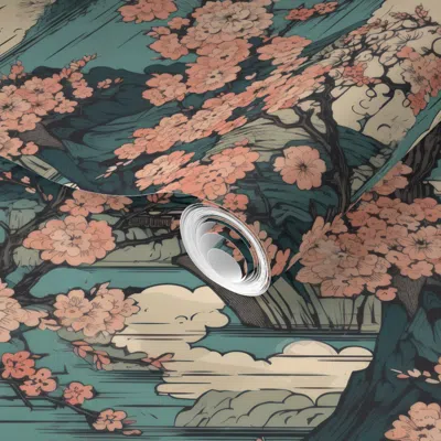 Spoonflower Pre-pasted Wallpaper Kyoto Japan Temples Cherry Blossom 2' X 12' Removable