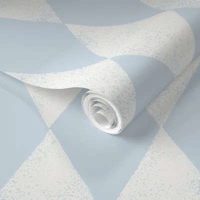 Spoonflower Pre-pasted Wallpaper (l) Harlequin Hand Drawn Textured Blender / Cream On Powder Soft Blue 2' X 12' 