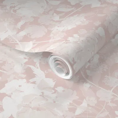 Spoonflower Pre-pasted Wallpaper (l) Layered Peonies. Soft Dusty Rose Pink Cream. Textured Floral Botanical. 2' 