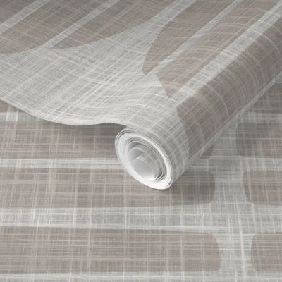 Spoonflower Pre-pasted Wallpaper L/ Taupe Beige Japandi Striped Capsule Modern Minimalist Wall 2' X 12' Removabl