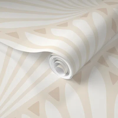 Spoonflower Pre-pasted Wallpaper L Vintage Palm Leaf Geometric Fan Art Deco Retro Tropical 0132  Removable