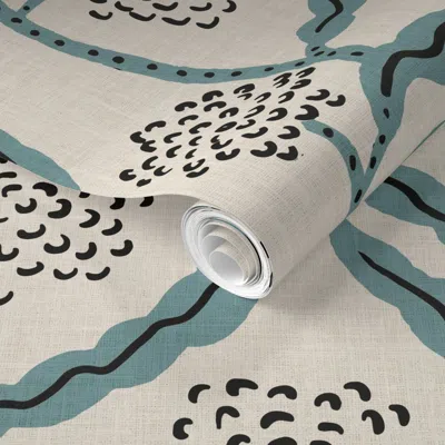 Spoonflower Pre-pasted Wallpaper La Ville Vine Linen Rain Large 2' X 12' Removable