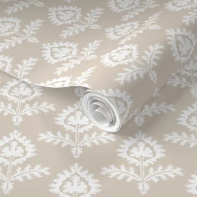 Spoonflower Pre-pasted Wallpaper Lace Paisley Natural 6 2' X 12' Removable