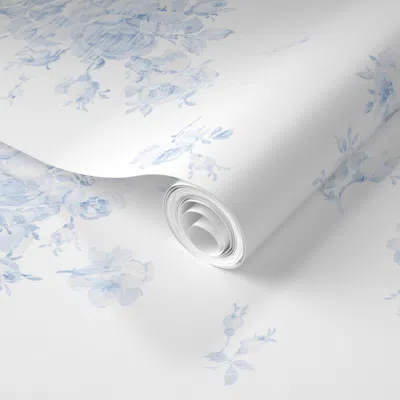 Spoonflower Pre-pasted Wallpaper Lake Emily Summer Roses Wp 2' X 12' Removable